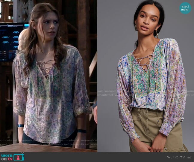 Anthropologie Odetta Embroidered Top worn by Nia Nal (Nicole Maines) on Supergirl