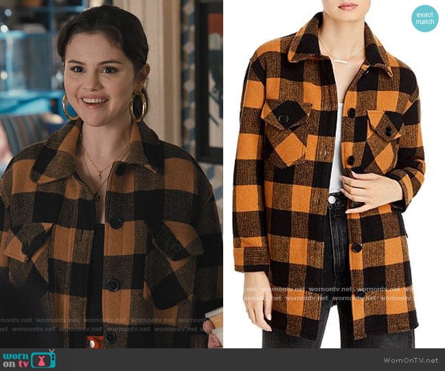 Woven Plaid Coat by Aqua worn by Mabel Mora (Selena Gomez) on Only Murders in the Building