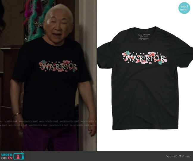 Asian American Girl Club The Warrior Tee worn by Grandma (Lori Tan Chinn) on Awkwafina is Nora From Queens