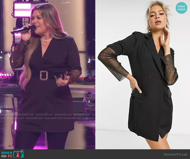 WornOnTV: Kelly’s black mesh sleeve blazer dress on The Voice | Kelly ...