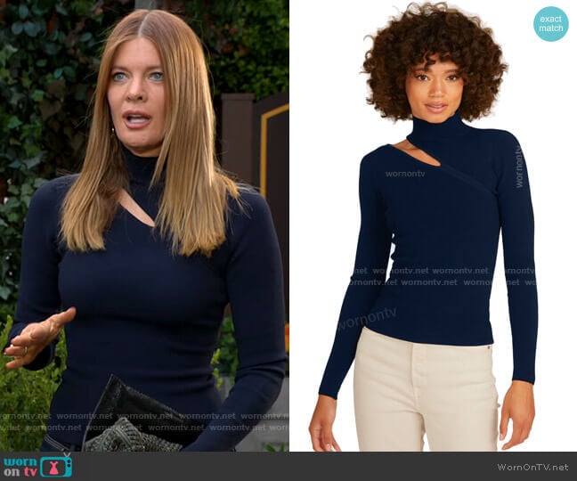 Autumn Cashmere Slash Mock Neck Sweater worn by Phyllis Summers (Michelle Stafford) on The Young and the Restless