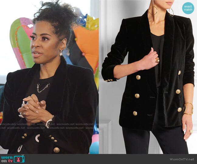 Double Breasted Velvet Blazer by Balmain worn by Mary Cosby on The Real Housewives of Salt Lake City