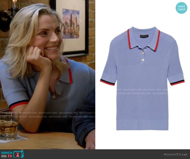 Banana Republic Ribbed Polo Sweater  worn by Sylvie Brett (Kara Killmer) on Chicago Fire