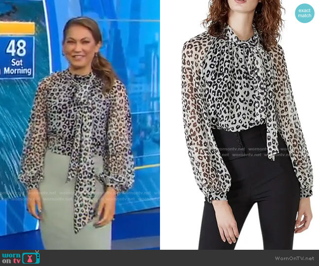 Leonard Print Georgette Blouse by Bardot worn by Ginger Zee on Good Morning America