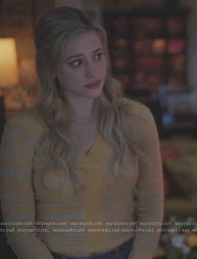 Betty's yellow stripe knit polo shirt on Riverdale