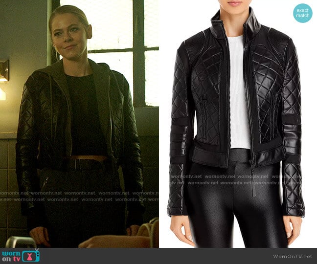 Blanc Noir Leather & Mesh Moto Jacket worn by Isobel Evans-Bracken (Lily Cowles) on Roswell New Mexico
