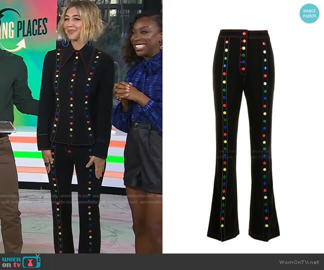 WornOnTV: Heidi Gardner’s black button-embellished shirt and pants on ...