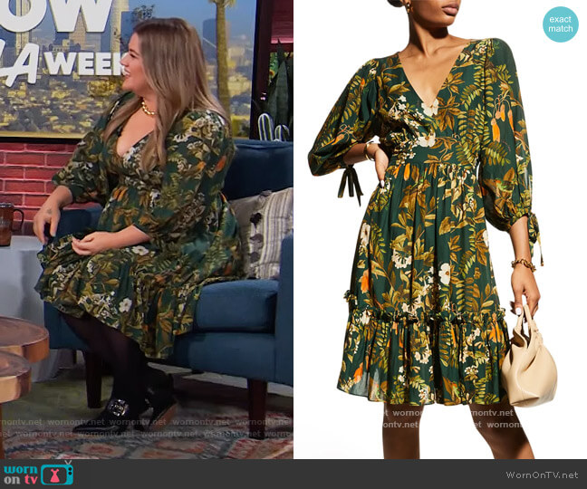 Millbrook Tie-Waist Floral Dress by Cara Cara worn by Kelly Clarkson on The Kelly Clarkson Show