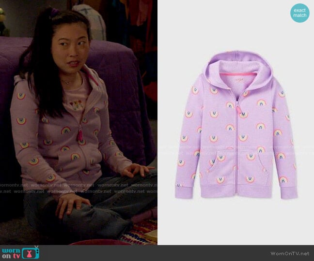 Target Cat & Jack Zip Up Rainbow Print Hoodie worn by Nora Lum (Awkwafina) on Awkwafina is Nora From Queens