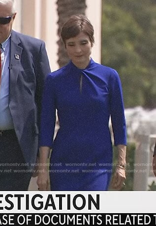 Catherine Herridge’s blue twist neck dress on CBS Mornings