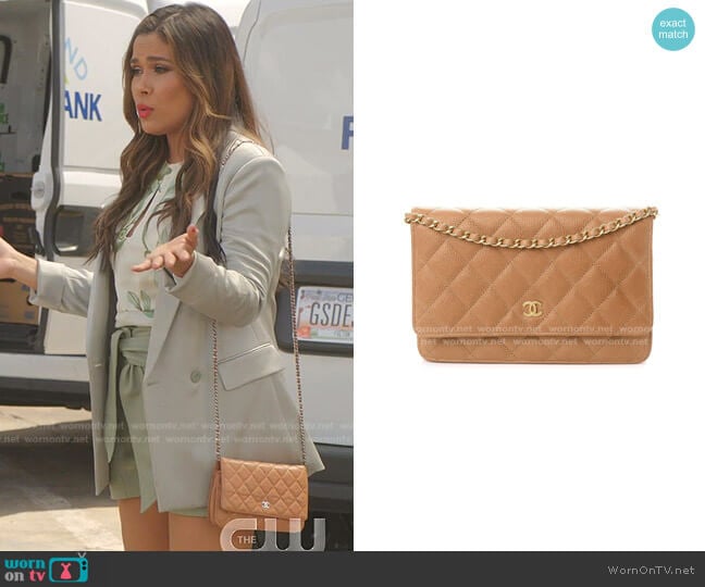 Quilted Wallet On Chain Bag by Chanel worn by Cristal Jennings (Daniella Alonso) on Dynasty