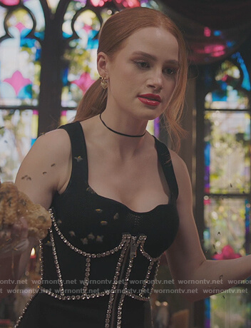 Cheryl's black embellished corset top on Riverdale