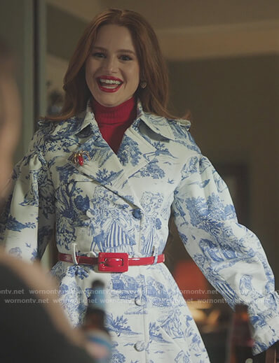 Cheryl's printed asymmetric coat on Riverdale