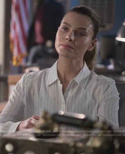 Chloe’s white stripe blouse on Lucifer