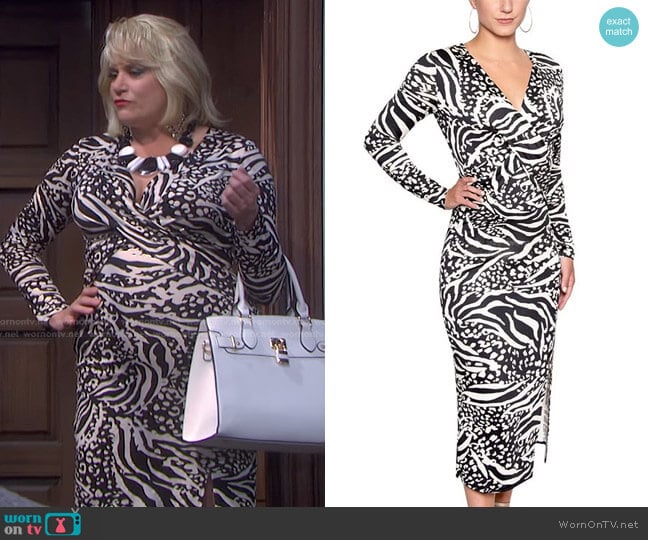 Printed Twist-Front Midi Dress by Christian Siriano worn by Cady Huffman on Days of our Lives