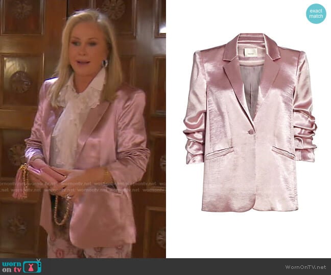 Kylie Satin Blazer by Cinq a Sept worn by Kathy Hilton on The Real Housewives of Beverly Hills