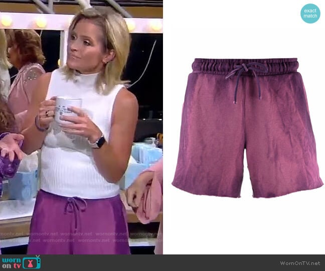 Tie Dye-print Cotton Track Shorts by Cotton Citizen worn by Sara Haines on The View