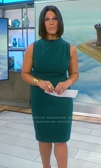 Dana Jacobson’s green sleeveless dress on CBS Mornings