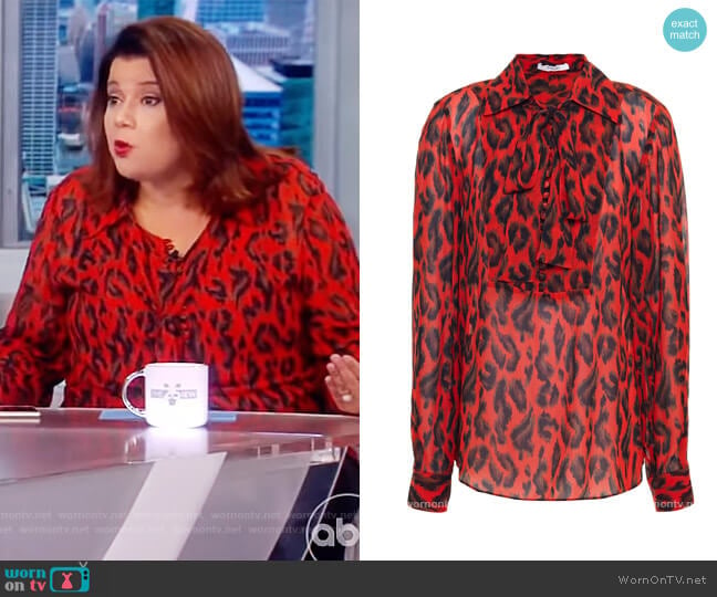 Pussy-bow leopard-print georgette blouse by Derek Lam 10 Crosby worn by Ana Navarro on The View