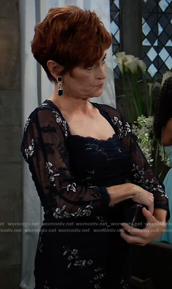 Diane’s navy floral gown on General Hospital