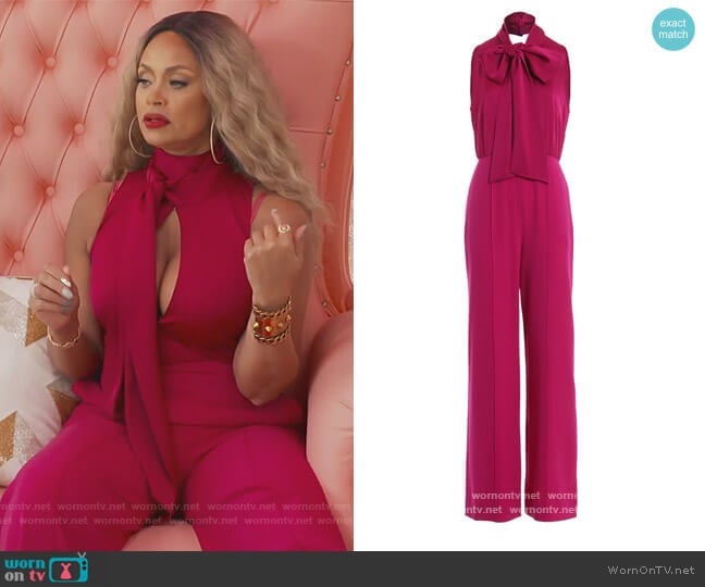 Fuchsia Acetate Jumpsuit by Diane von Furstenberg worn by Gizelle Bryant on The Real Housewives of Potomac