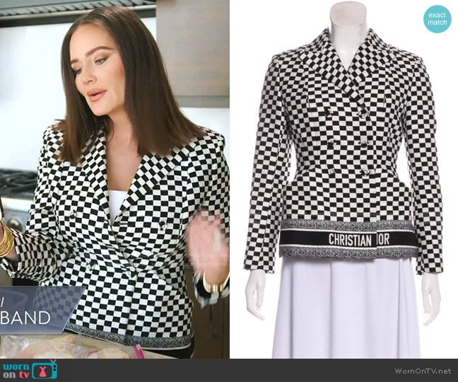 Checkered Blazer by Christian Dior worn by Meredith Marks on The Real Housewives of Salt Lake City