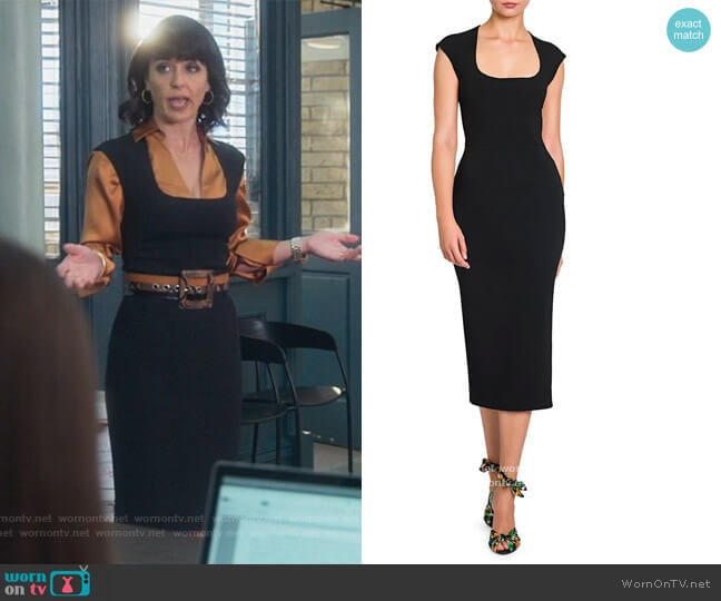 Cap-Sleeve Midi Dress by Dolce and Gabbana worn by Kathleen Gale (Constance Zimmer) on Good Trouble