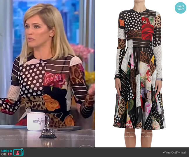 Patchwork A-Line Long Sleeve Midi Dress by Dolce and Gabbana worn by Sara Haines on The View