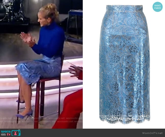 High-waisted lace pencil skirt by Dolce & Gabbana worn by Sara Haines on The View