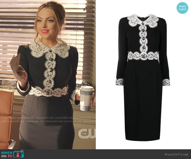 Cady Dress with Lace Detailing by Dolce & Gabbana worn by Fallon Carrington (Elizabeth Gillies) on Dynasty