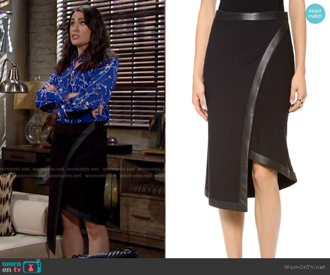 Donna Karan Leather Trim Wrap Skirt worn by Quinn Fuller (Rena Sofer) on The Bold and the Beautiful