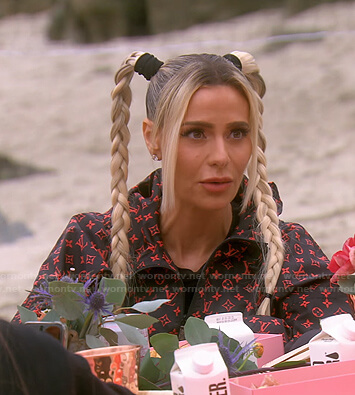 Dorit's black and red monogram hooded jacket on The Real Housewives of Beverly Hills