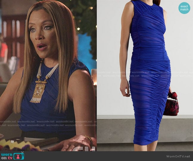 Ruched Stretch-Tulle Top and Skirt by Dries Van Noten worn by Dominique Deveraux (Michael Michele) on Dynasty