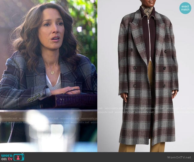 Dries van Noten Double-Breasted Plaid Wool Coat worn by Bette Porter (Jennifer Beals) on The L Word Generation Q