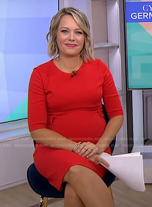 Dylan’s red elbow sleeve maternity dress on Today