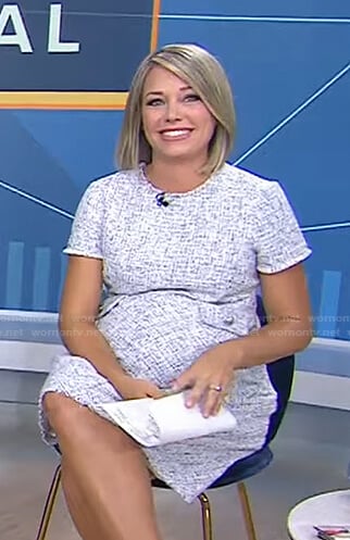 Dylan's white tweed maternity dress on Today