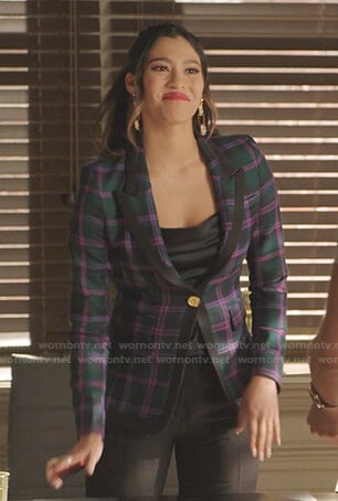 Eva's green plaid blazer on Dynasty