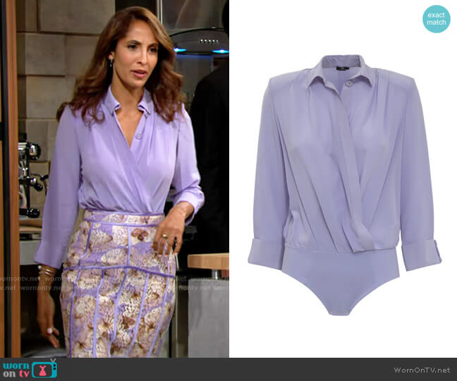 Elisabetta Franchi Bodysuit Style Shirt worn by Lily Winters (Christel Khalil) on The Young and the Restless