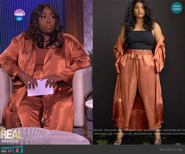 WornOnTV: Loni’s satin duster jacket and pants on The Real | Loni Love ...