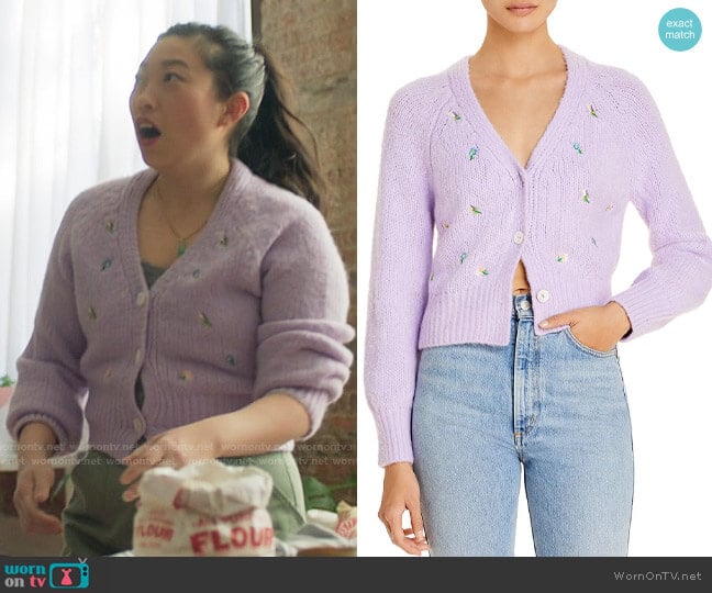 English Factory Embroidered Knit Cardigan worn by Nora Lum (Awkwafina) on Awkwafina is Nora From Queens