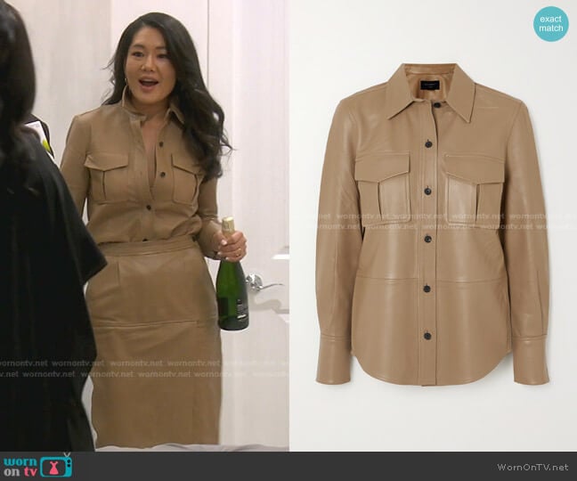 Garcella Leather Shirt by Equipment worn by Crystal Kung Minkoff on The Real Housewives of Beverly Hills