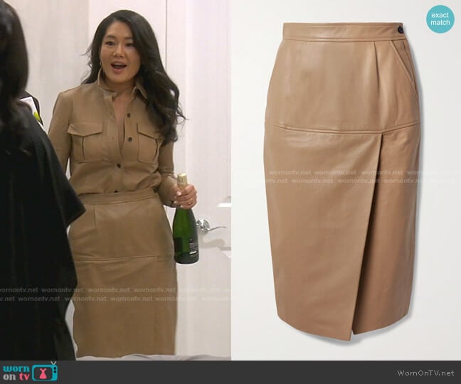 Khloelle Leather Skirt by Equipment worn by Crystal Kung Minkoff on The Real Housewives of Beverly Hills