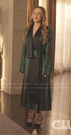 Fallon's green and black striped robe on Dynasty