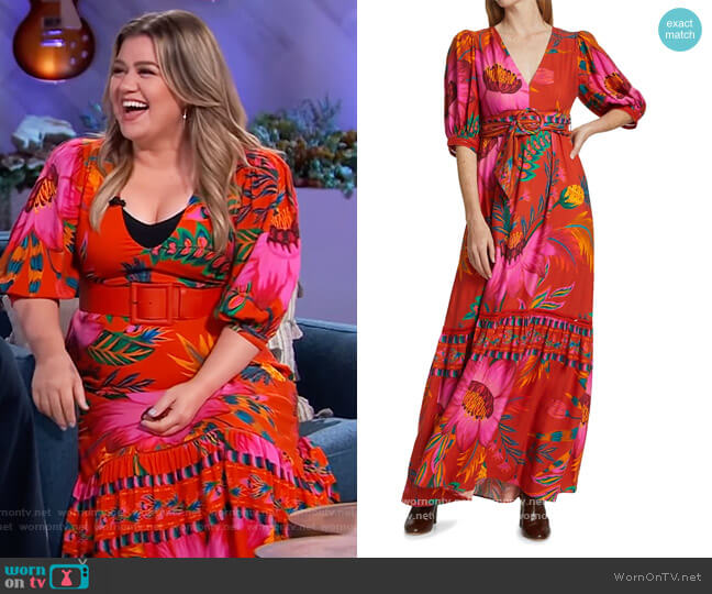 Floral Maxi Dress by Farm Rio worn by Kelly Clarkson on The Kelly Clarkson Show