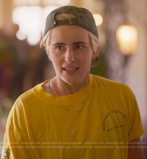 Finley's yellow Mother Fletchers t-shirt on The L Word Generation Q
