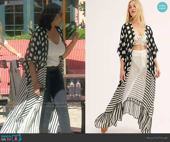 Kenna Ruffle Kimono by Free People worn by Garcelle Beauvais on The Real Housewives of Beverly Hills