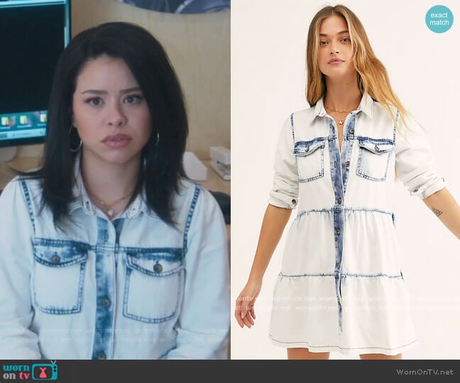 Nicole Denim Shirtdress by Free People worn by Mariana Foster (Cierra Ramirez) on Good Trouble