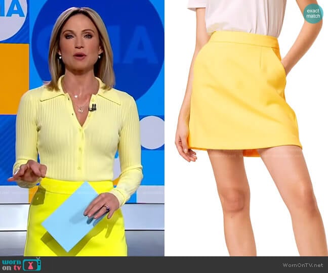 Adisa Sundae Suiting Skirt by French Connection worn by Amy Robach on Good Morning America