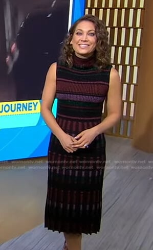 Ginger’s metallic striped ribbed dress on Good Morning America