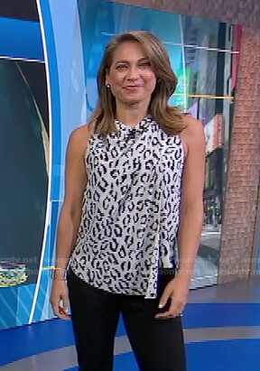 Ginger's white leopard sleeveless top on Good Morning America